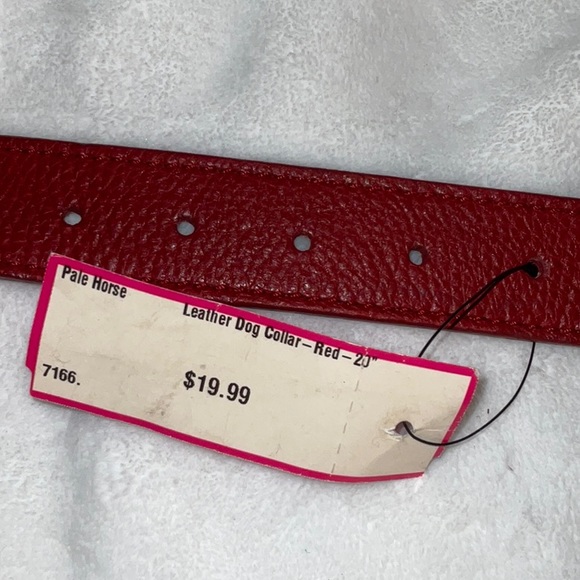 Heart dog collar genuine leather size 20” red - Picture 6 of 8